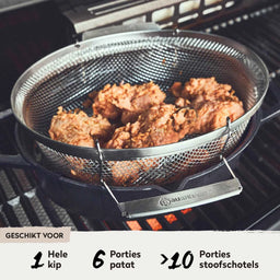 Gietijzeren braadpan met frituurmand