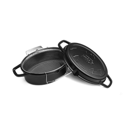 Gietijzeren braadpan met frituurmand
