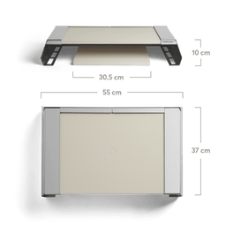 Bovenaanzicht van pizzahulpstukonderdelen met afmetingen