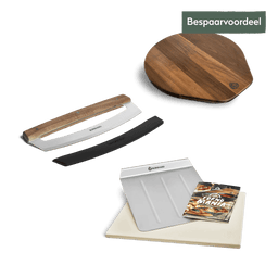 Pizzasteen met pizzabodem, pizzaschilmes en pizzabord