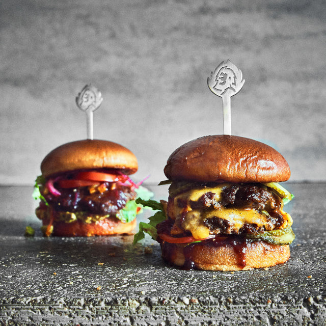 Hamburger satéstokjes set van 6