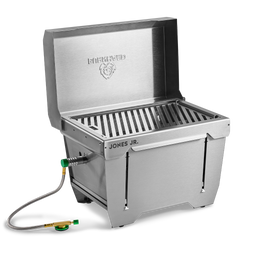 Uitgesneden JONES Jr. camping grill voor een witte achtergrond