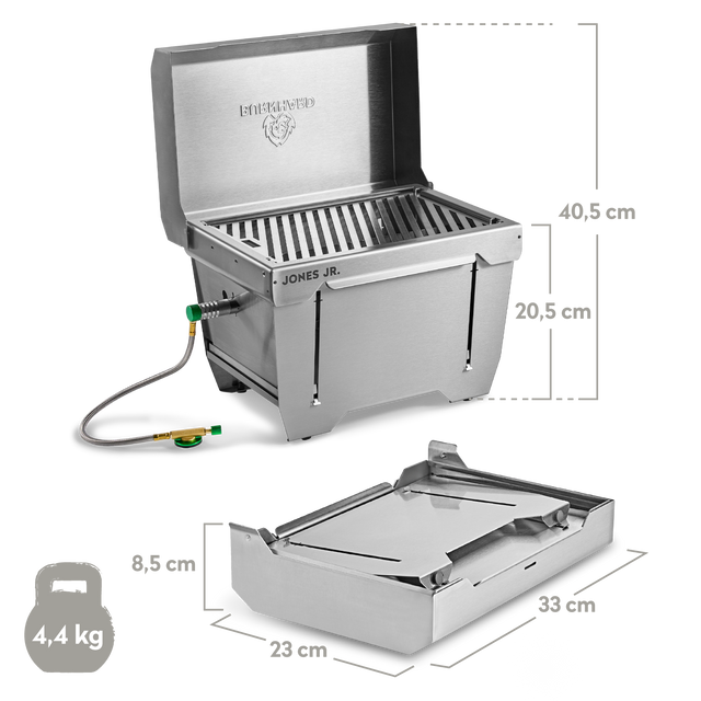 Camping barbecue met afmetingen en gewicht