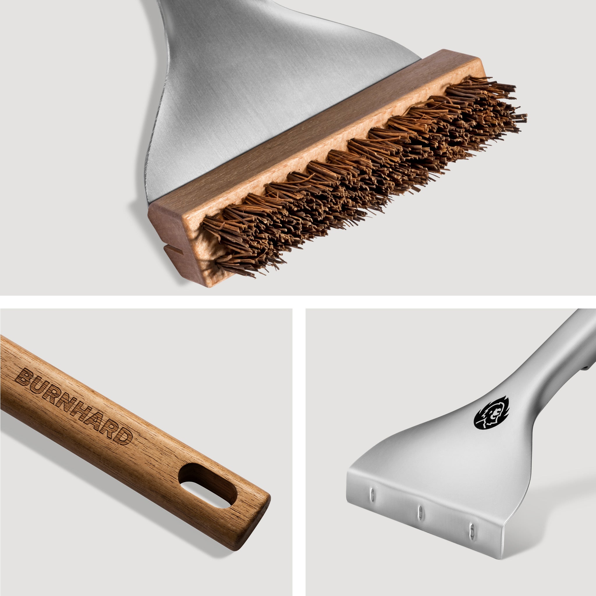 Detailcollage borstel, handvat en schraaprand