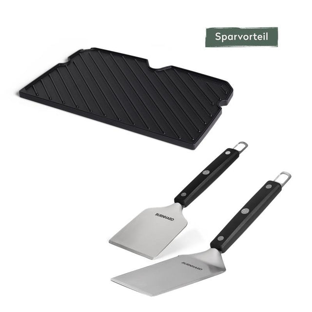 Keerplatenset met grillspatel en grillschraper