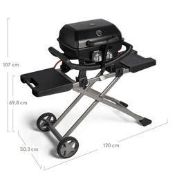 WAYNE draagbare balkongrill met 2 branders inclusief trolley