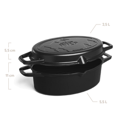 Gietijzeren braadpan met frituurmand