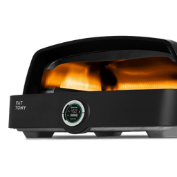 Zicht in de oven met de L-brander ingeschakeld